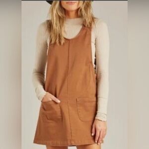 Urban Outfitters neutral cotton linen side button jumper cottagecore dress Sz SP